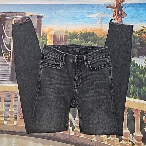 All Saints Grace Raw Hem Skinny Jeans Size 26 - Picture 2 of 6